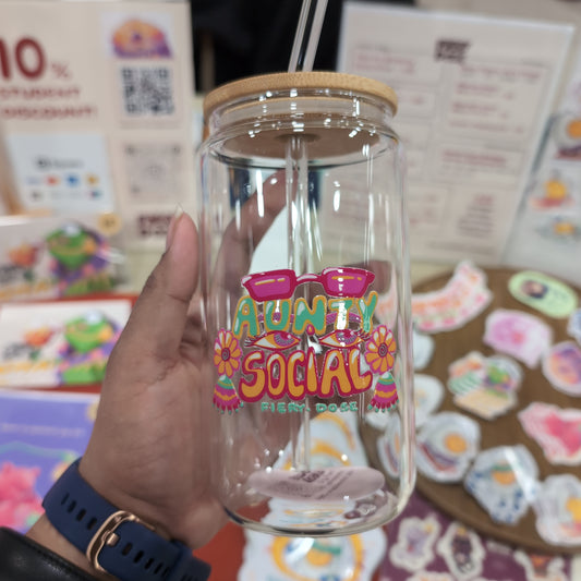 Aunty Social Glass Tumbler